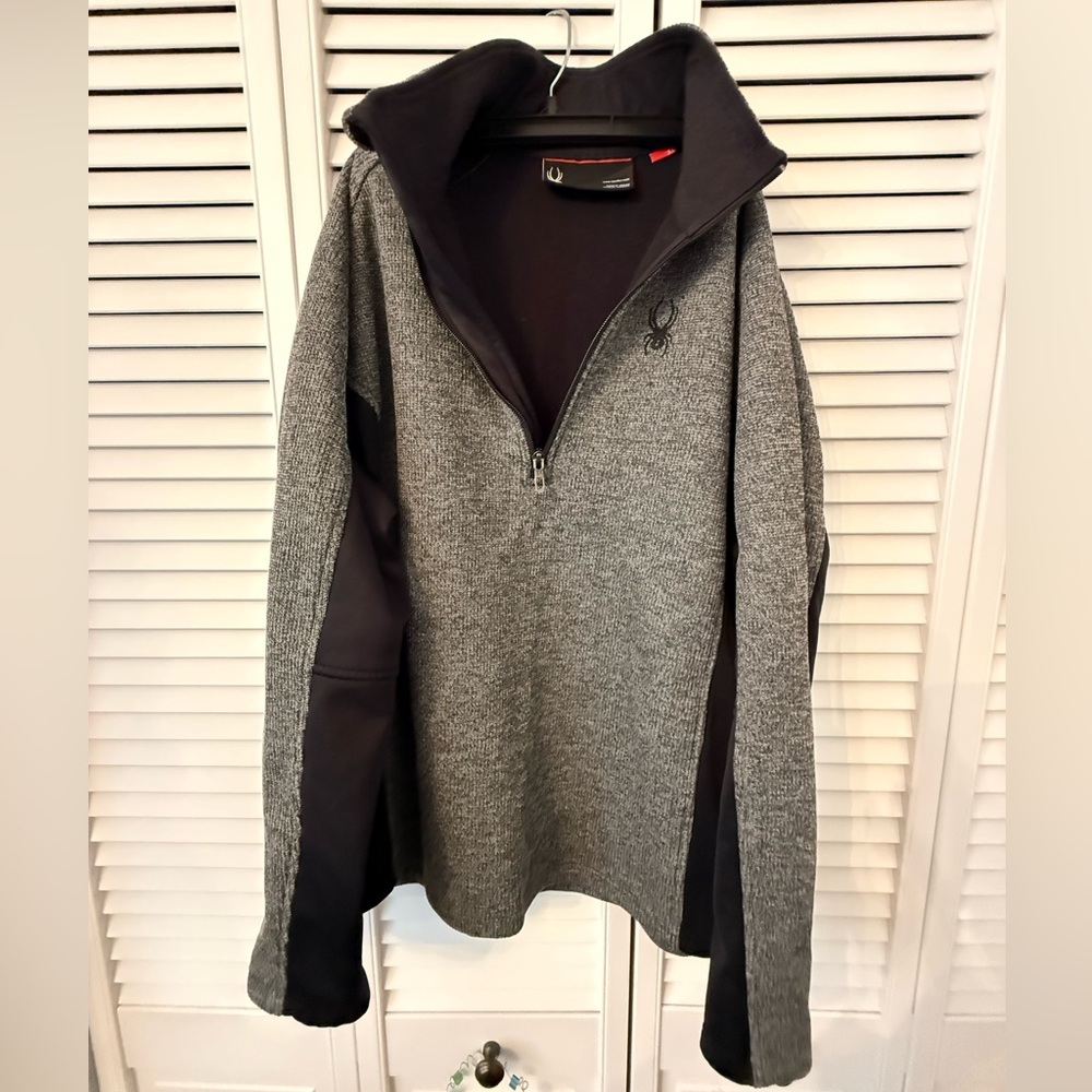 Spyder 1/4 Zip Pullover Sweater Mens Size XL Gray Outdoor Snowboarding Winter